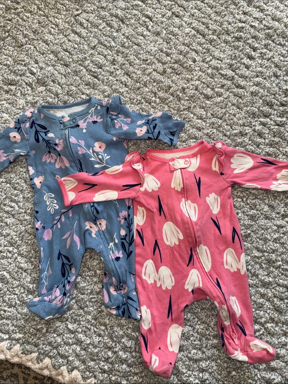 Carter's Pink & Blue Floral Footed One-Piece Pajamas